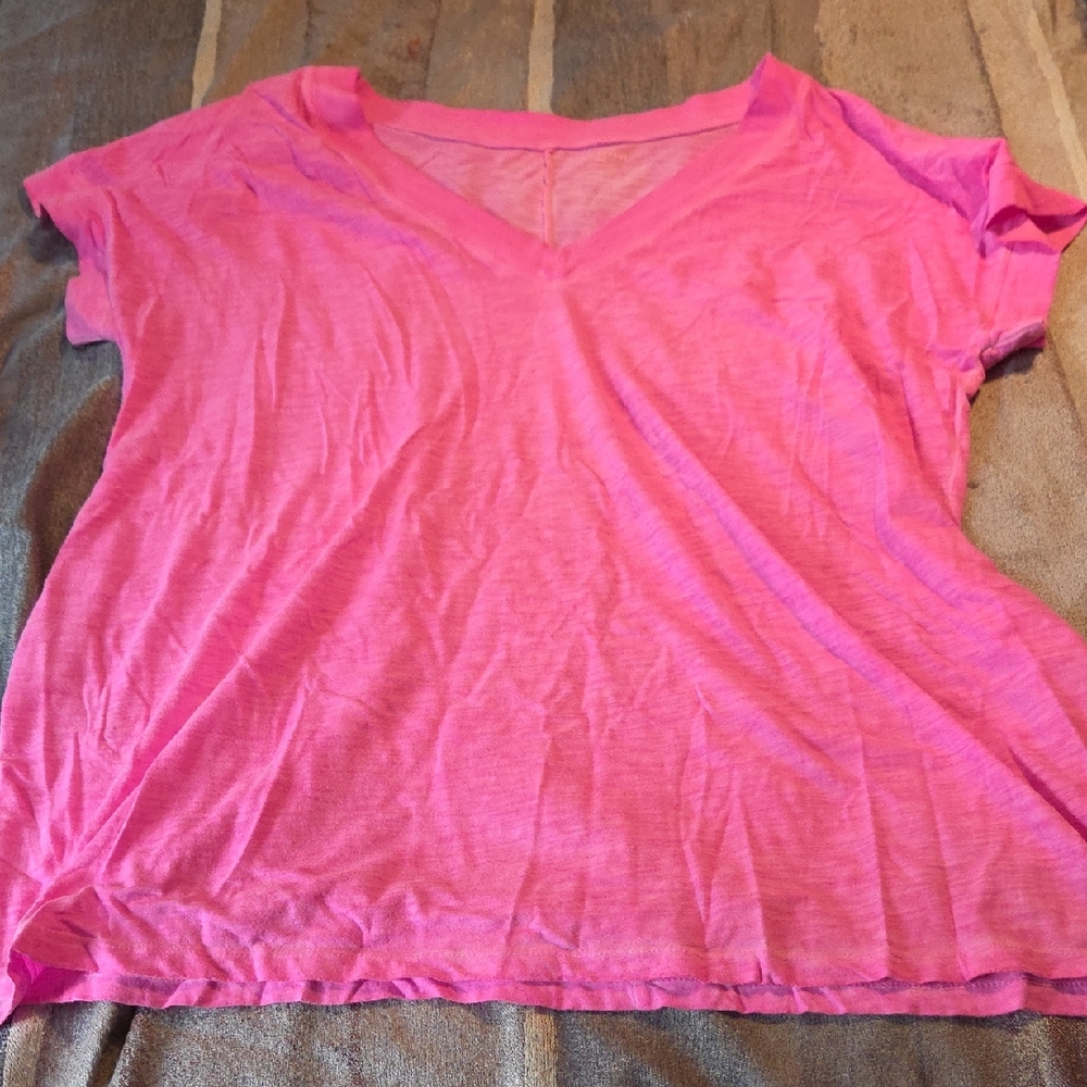 Lane Bryant Bright Pink Short Sleeve Tee
